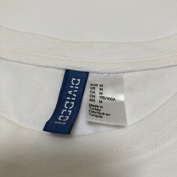 H&M Divided Graphic Tee Long T Shirt Mesh Bottom Size M Hip Hop Hipster Street - Picture 7 of 7